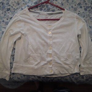 Aeropostale junior large white very light button up crop cardigan w/3/4 sleeves